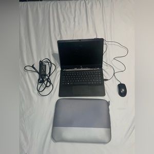 HP laptop, charger, and mouse. For parts!